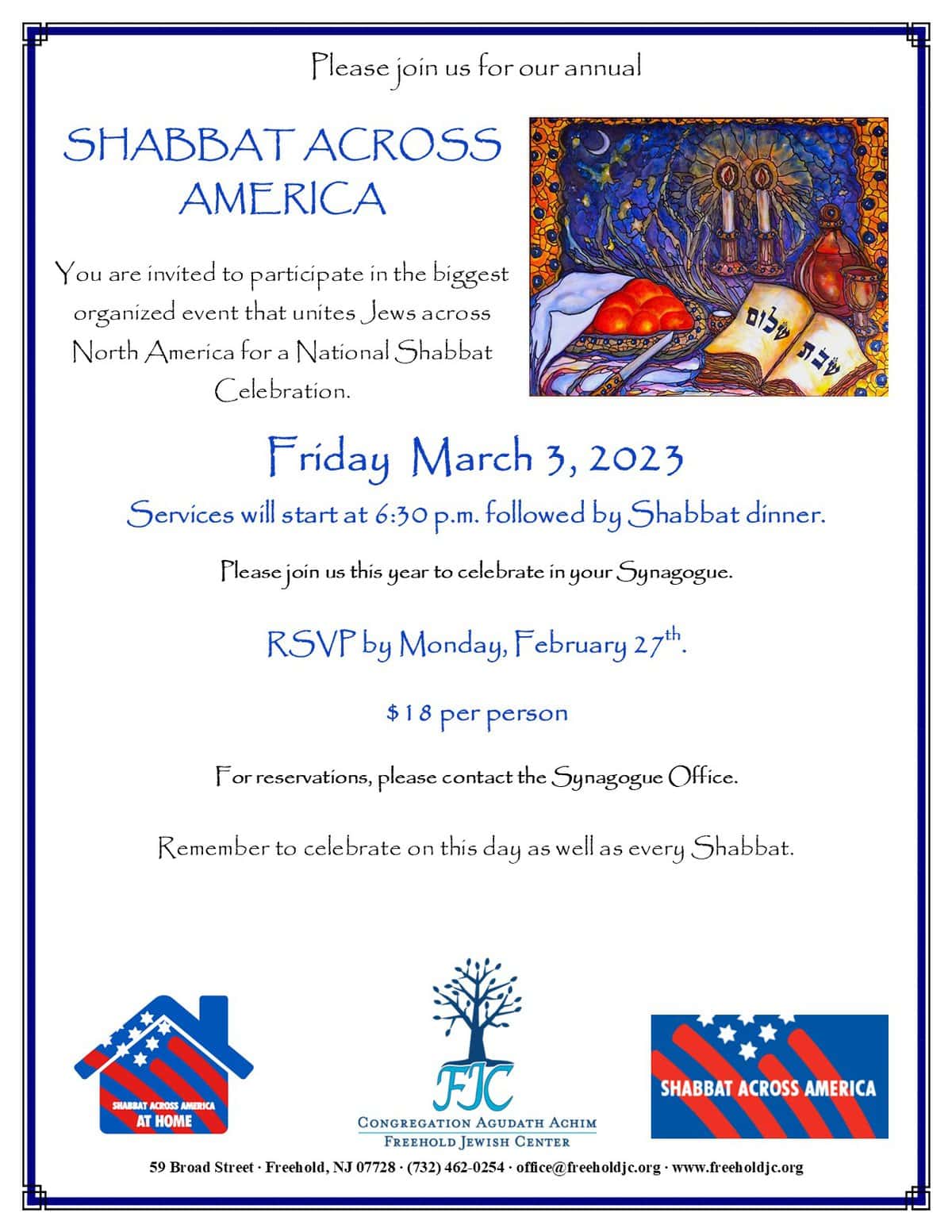 Shabbat Across America Service and Dinner