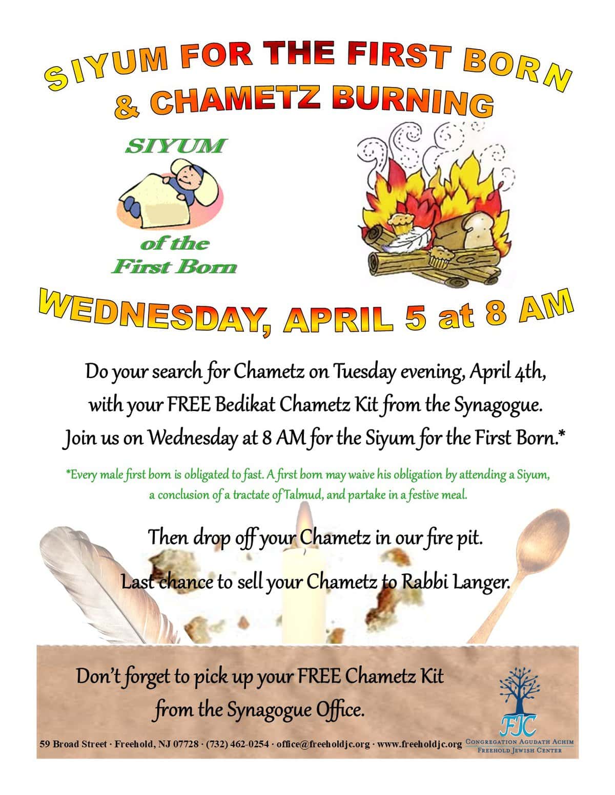 Siyum for the First Born and Chametz Burning
