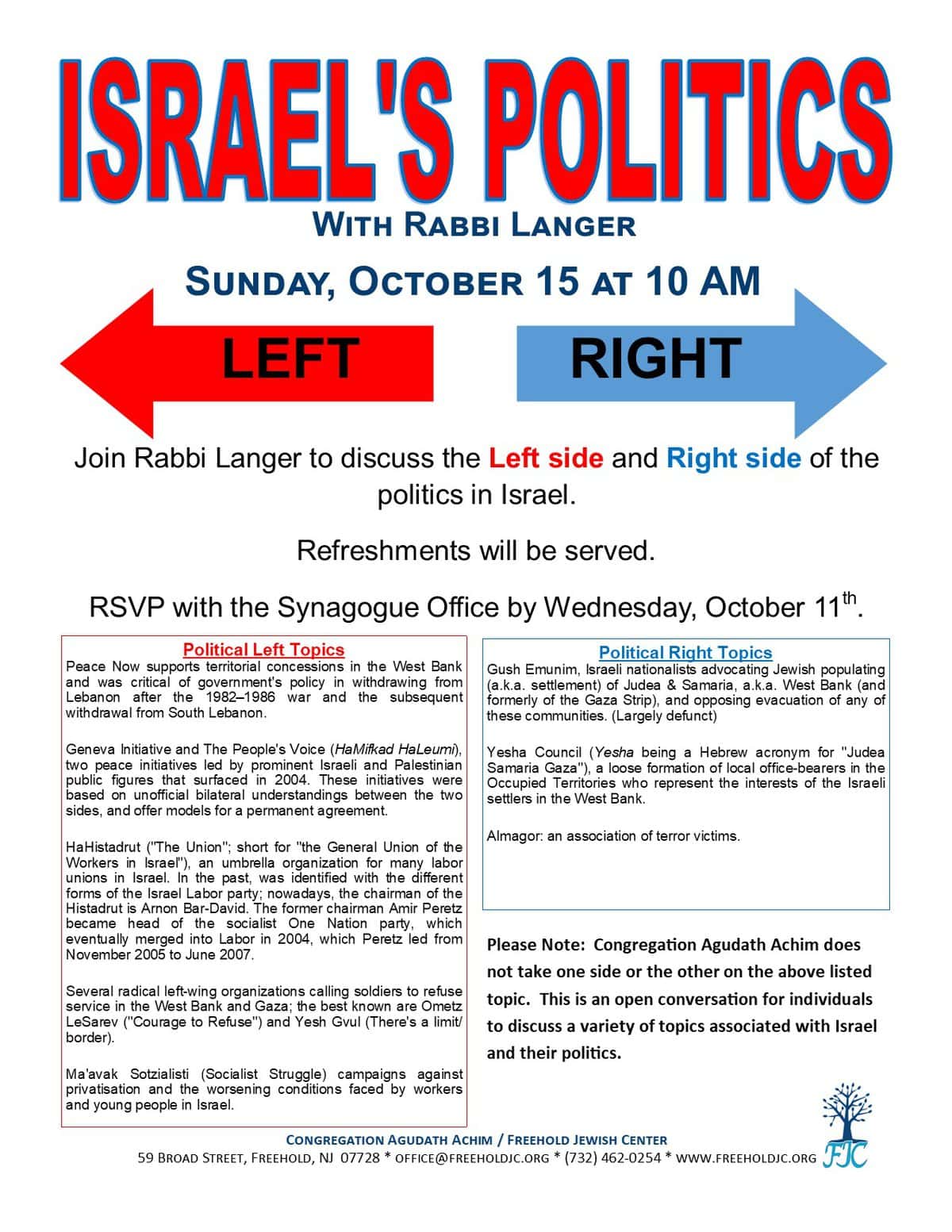 Israel's Politics with Rabbi Langer