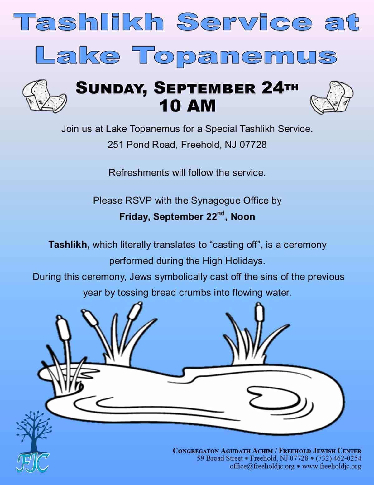 Tashlikh Service at Lake Topanemus