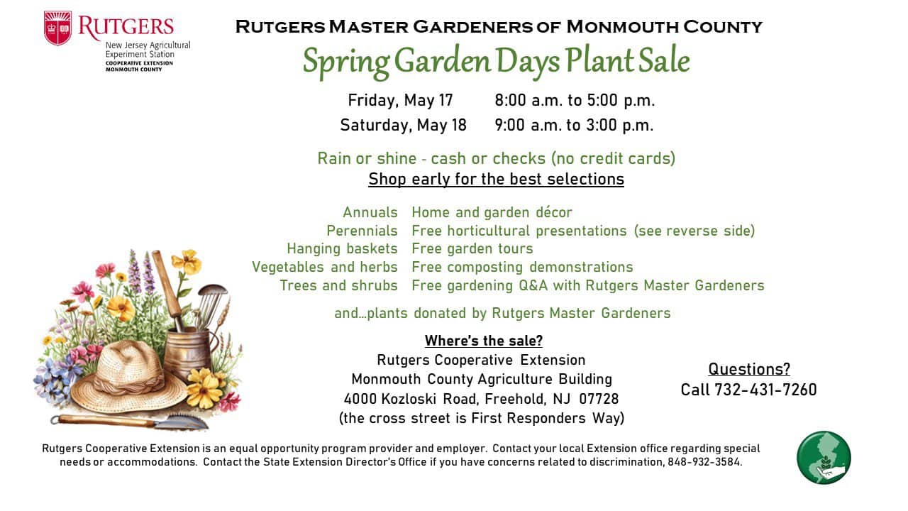 Rutgers Master Gardeners of Monmouth County Spring Garden Days Plant Sale